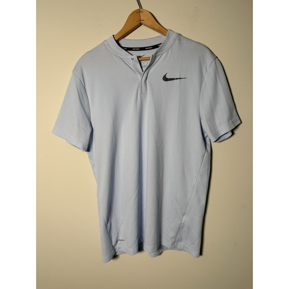Nike Polo Shirt Mens M Blue Blade Collar Aeroreact Golf Performance